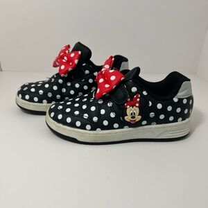 Disney Kids Black Polka Dot Shoes with Red Bow Minnie Mouse
